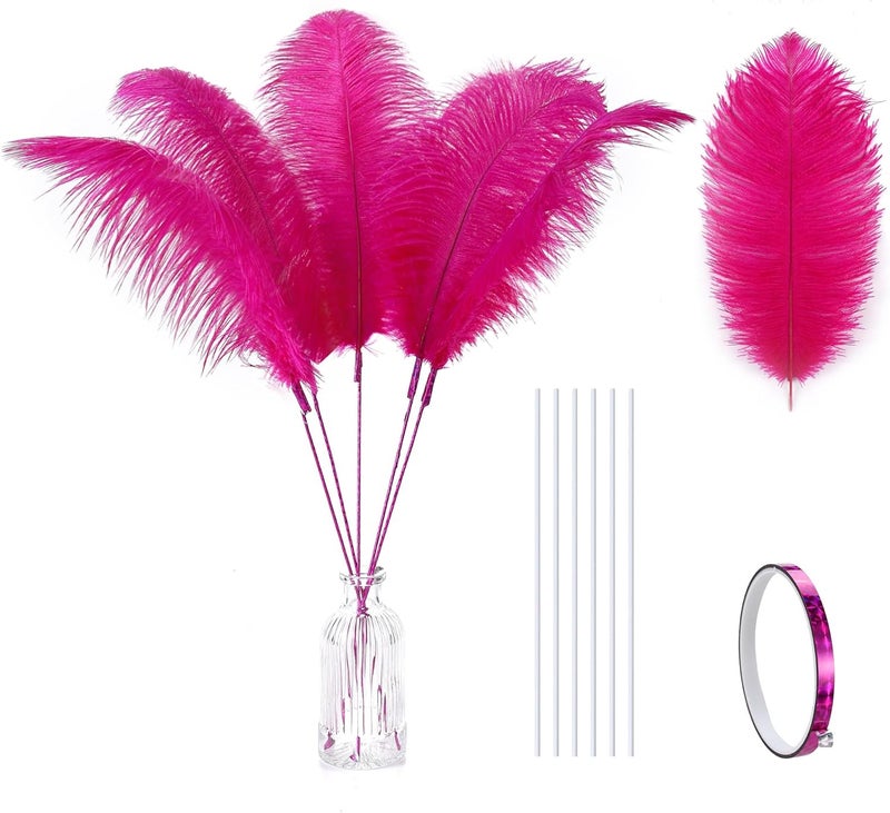 Holmgren Hot Pink Ostrich Feathers - 20pcs Making Kit 22 Inch Ostrich Feathers Bulk for Vase, Floral Arrangement, Home Wedding Party Centerpieces and Easter Gatsbi Decorations - Image 1